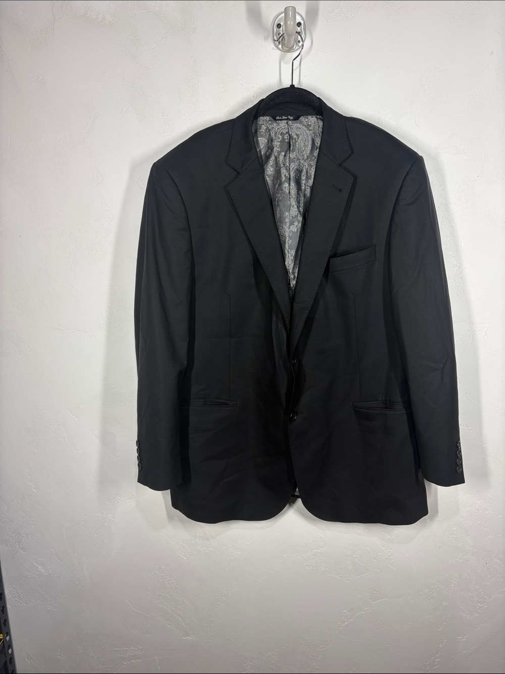 Manzini Men's Black Tailored Single-Breasted Wool Suit Jacket size 44R